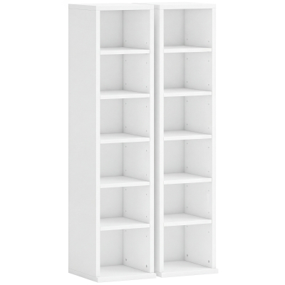 HOMCOM 204 CD-Aufbewahrungsregale im 2er-Set, Blu-Ray-Turmständer mit verstellbaren Regalböden, Bücherregal-Organizer, Weiß