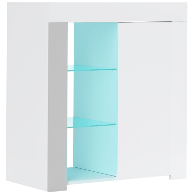 HOMCOM Mobile Contenitore a LED con 3 Ripiani e Armadietto Bianco