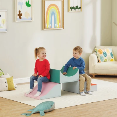 AIYAPLAY 3-teiliges Kletter- und Krabbelset für Kleinkinder, Kunstleder, Schaumstoff, Hellgrau