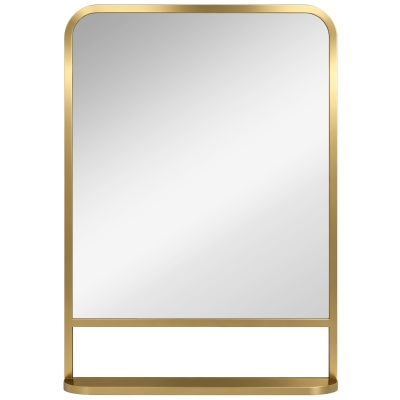 HOMCOM Wall Mirror with Storage Shelf 70x50cm Gold