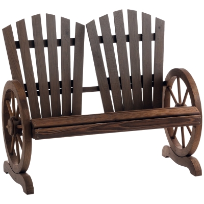 Outsunny Banc Jardin 2 Places Bois Style Adirondack