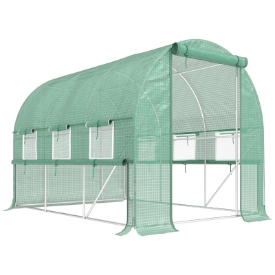 Outsunny Serra a Tunnel in PE con Porta e 6 Finestre 3x2x2m Verde