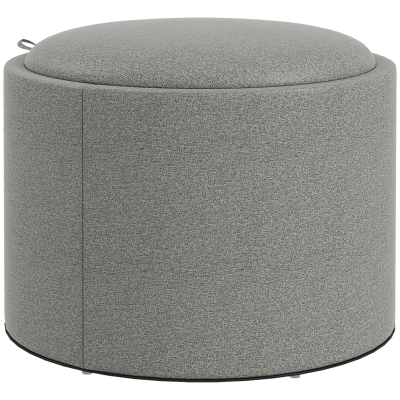 HOMCOM Pouf Contenitore Effetto Lino con Vassoio Grigio