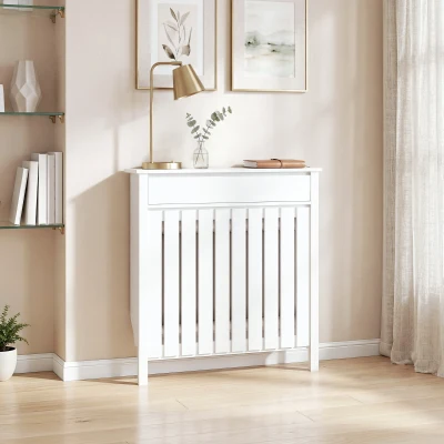 HOMCOM Radiator Cover Rustic Wood 93x88.5cm White