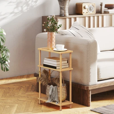 HOMCOM Bamboo 3-Tier Side Table Nordic Style Natural Wood