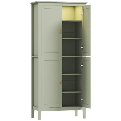 HOMCOM Tall Pantry Cupboard with LED Light - Green
