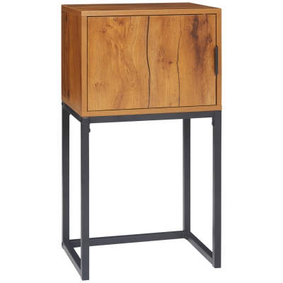 HOMCOM Konsolentisch im Industiriedesign, Beistelltisch, Sideboard, 1 Schrank, Naturholz + Schwarz
