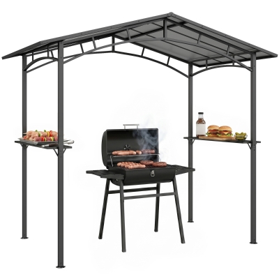 Outsunny Gazebo per BBQ 246cm x 149cm x 230cm Nero