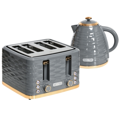 HOMCOM Kettle & Toaster Set 3000W 1.7L Grey