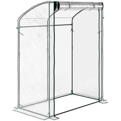 Outsunny Estufa com Porta Teto Curvo Resistente ao Inverno Estufa de Filme em Aço Estufa 128x70x170 cm Transparente
