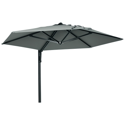 Outsunny Wall Mounted Parasol 250cm Grey 180° Rotatable