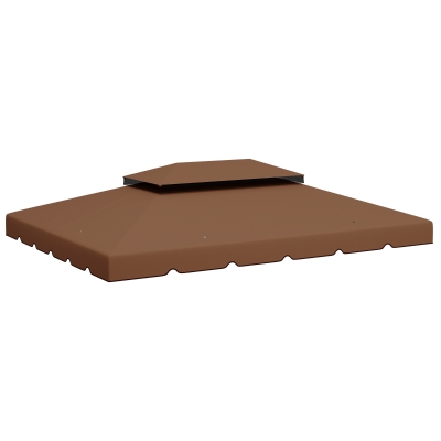 Outsunny Toldo de Recambio para Cenador 4x3 m con Techo Doble Orificios de Drenaje Solo Toldo NO Incluye Marco Café