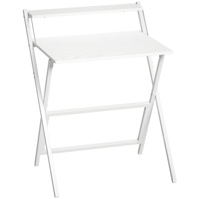 HOMCOM Folding Computer Desk with Monitor Shelf 70cm White