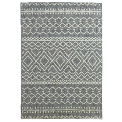 HOMCOM Teppich für drinnen und draußen, Boho-Design, leicht zu reinigen, Grau