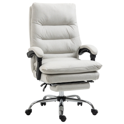Vinsetto Cadeira de Escritório com Função de Massagem Aquecível Reclinável Couro Sintético 65x72x109-117 cm Branco Creme