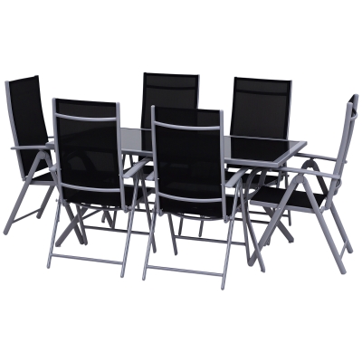 Outsunny Set mobile da giardino 160cm x 86cm x 72cm Nero, argento