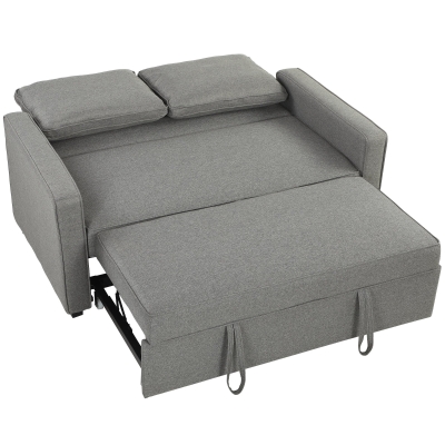 HOMCOM Divano Letto 2 Posti in Tessuto con 2 Cuscini Grigio