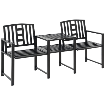 Outsunny Panchina da giardino 165cm x 56cm x 85.5cm Nero