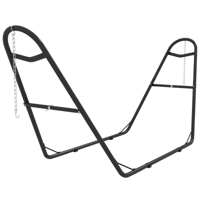 Outsunny Support Hamac Métal 2 Pers Réglable Portable Noir