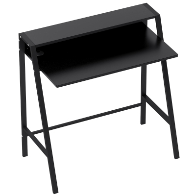 HOMCOM Schreibtisch, Computertisch mit Ablage und Kabel Management, moderner Schreibtisch mit Metallgestell für Arbeitszimmer, Schlafzimmer, Home Office, 84 x 45 x 85 cm, Schwarz