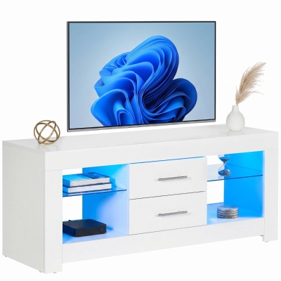 HOMCOM Mobile Porta TV 55" con Luci LED 12 Colori e Telecomando