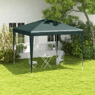 Outsunny Pavillon 2,7x2,7m, Schnellaufbau mit Klicksystem, rostfreies Gestell, Dunkelgrün