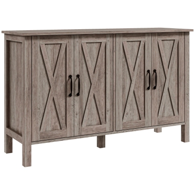 HOMCOM Mobiletto Multiuso Rustico con 4 Ripiani in Legno Grigio