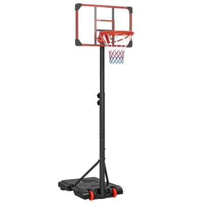 SPORTNOW Basketball Hoop and Stand Height Adjustable with Backboard Weighted Base, Wheels, 1.8–2 m, Black and Red