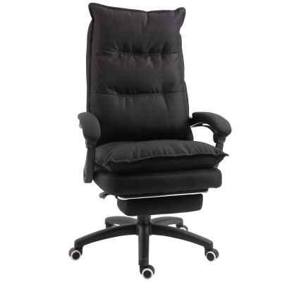 Vinsetto Poltrona de escritório com massagem, cadeira de escritório, cadeira ergonómica com altura ajustável, encosto reclinável, apoio para pés integrado e controlo remoto com fio, giratória a 360°, tecido de linho preto