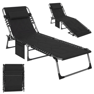 Outsunny Sdraio da giardino 188cm x 57cm x 30cm Nero