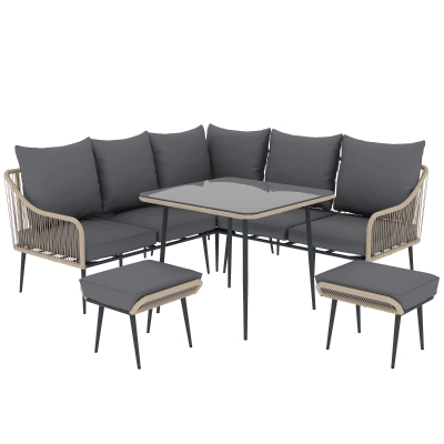 Garden Sofa Set 117W x 70D x 77Hcm Light Brown