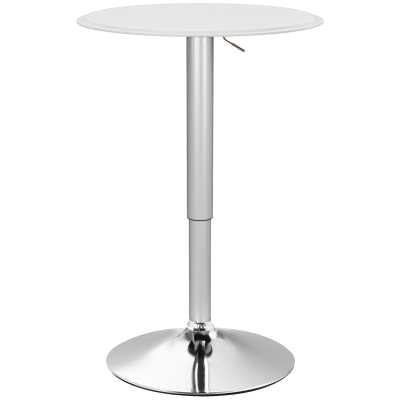 HOMCOM Mesa de Bar con Altura Ajustable Giratoria 360° Base Redonda Mesa Alta de Bar para Cocina Comedor Ø63x67-93 cm Blanco