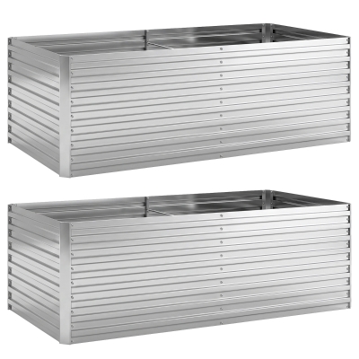 Outsunny Set 2 Aiuole Rialzate in Metallo Galvanizzato Argento