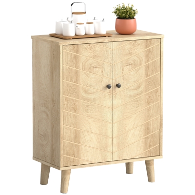 HOMCOM Vintage Storage Cabinet Pine Wood Legs Natural Wood
