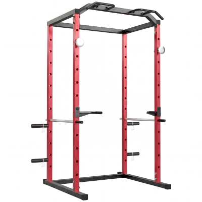 SPORTNOW Power Cage Rack Squat Regolabile con Barra Trazioni Nero