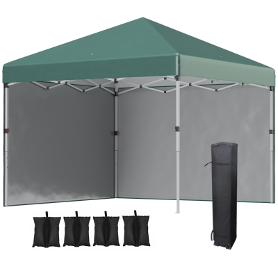 Outsunny 3x3m Pop Up Gazebo Green with Sidewalls & Weight Bags