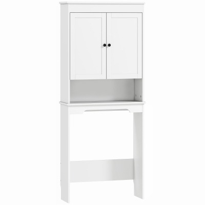 HOMCOM Mobile sopra WC con 3 Mensole Chiuse Ripiano Aperto Bianco