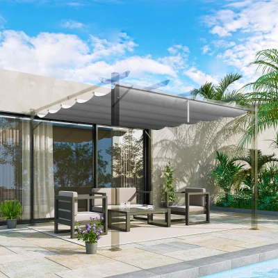 Outsunny Lona de Cobertura para Pérgola Retrátil 3x3 m Apenas Lona 250x255 cm Cinza Claro