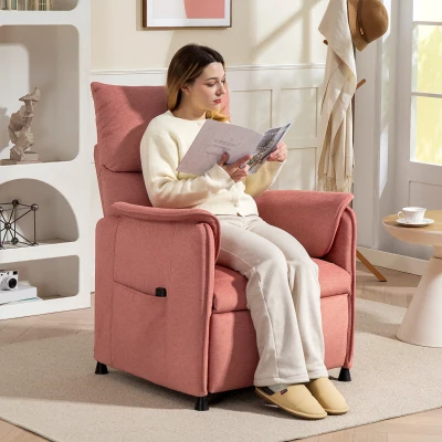 HOMCOM Sillón Reclinable con Motor sin Escobillas Reposapiés Tapizado Resistente y Bolsillos Laterales 80x83x104 cm Naranja