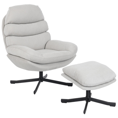 HOMCOM Poltrona Relax com Puff Poltrona Lounge em Tecido Chenille Poltrona de TV Moderna 78 x 93 x 100 cm Creme Branco