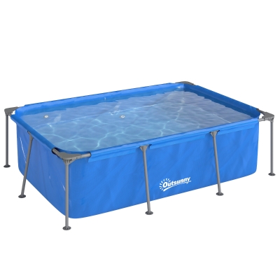 Outsunny Piscine Rectangulaire Métal 260x181x67cm Bleu avec Pompe