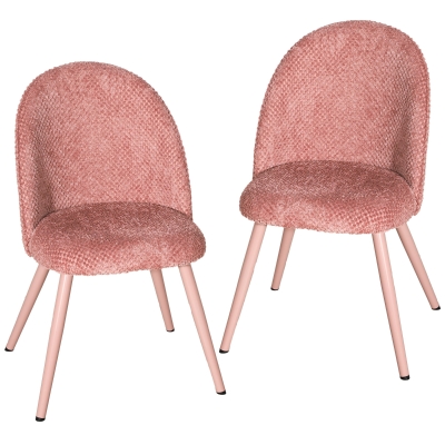 HOMCOM Set 2 Sillas de Comedor en Terciopelo con Asiento Acolchado, Rosa