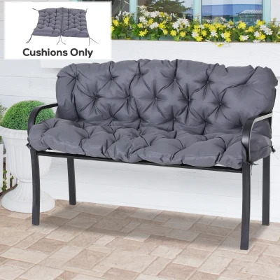 Outsunny Pernuță pentru Bancă de Grădină sau Leagăn de Grădină 132x110x10 cm cu 6 Curele de Fixare Gri Închis
