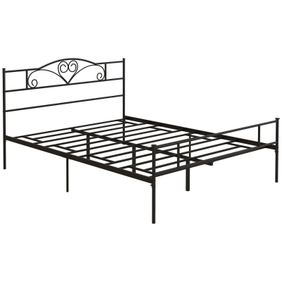 HOMCOM Bett 160 x 200 cm Bettrahmen mit Lattenrost aus Stahl, Unterbettaufbewahrung, Doppelbett, Schwarz