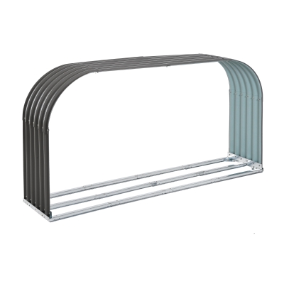 Outsunny Brennholzregal Holzregal, wetterbeständig, Stahl,  212 cm x 46 cm x 112 cm, Grau