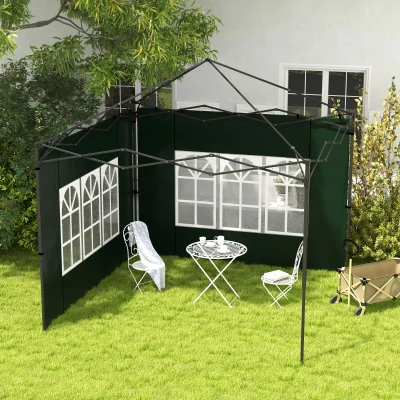 Outsunny 2er Set Seitenwände für Pavillon 3x3 3x6 Wasserdicht Seitenteile mit Fenster Dunkelgrün
