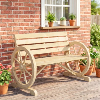 Garden Bench 105.5L x 59W x 75H cm Natural wood finish