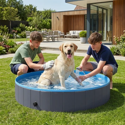 PawHut Faltbarer Hundepool für Große und Extra Große Hunde, mit Anti-Rutsch-Boden für Enten, Innen- und Außen, 160x30cm