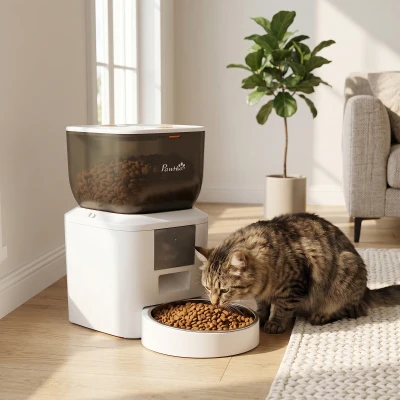 PawHut Distributore Automatico Cibo Gatti 4L App Controllo Bianco
