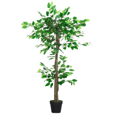Outsunny Árbol de Té Artificial 120 cm Planta Artificial con 546 Hojas Musgo y Maceta Planta Artificial Decorativa Verde